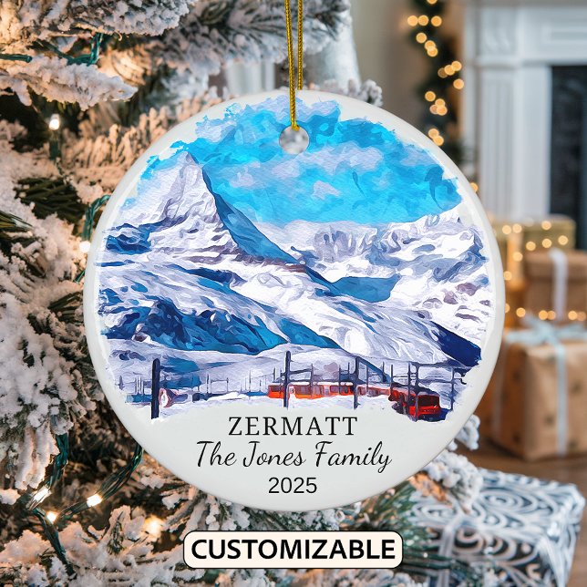 Personalized Zermatt Ornament, Switzerland Ceramic Ornament (Creator Uploaded)