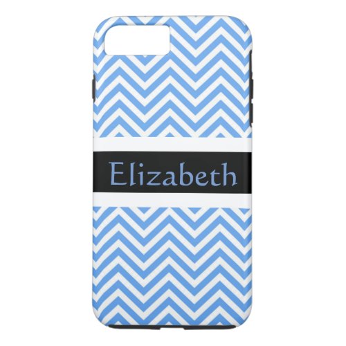 Personalized Zigzag Chevron Pattern Blue  White iPhone 8 Plus7 Plus Case