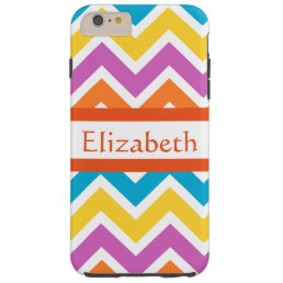 Personalized Zigzag Chevron Pattern Colorful White Tough iPhone 6 Plus Case