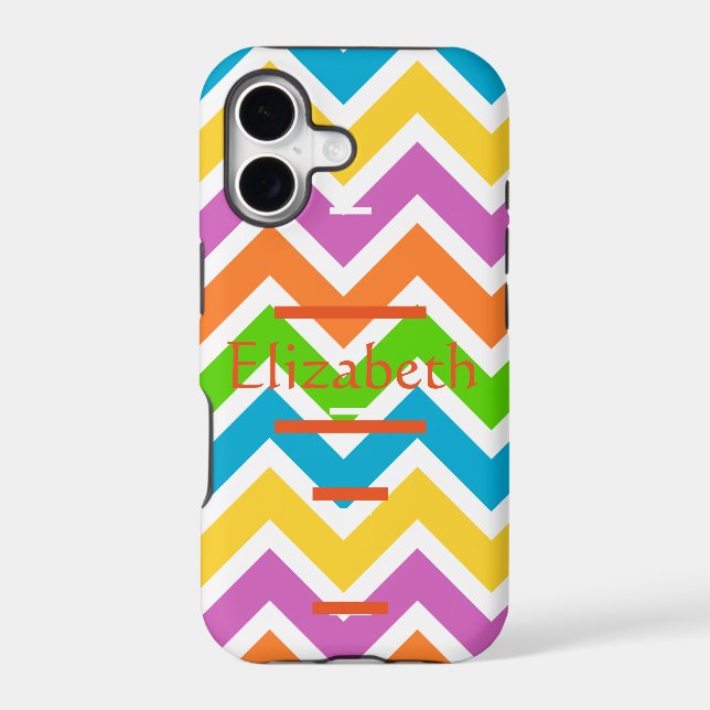 Personalized Zigzag Chevron Pattern Colorful White Iphone Case (Back)