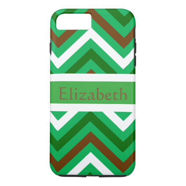 Personalized Zigzag Chevron Pattern Green & White Case-Mate iPhone Case (Back)