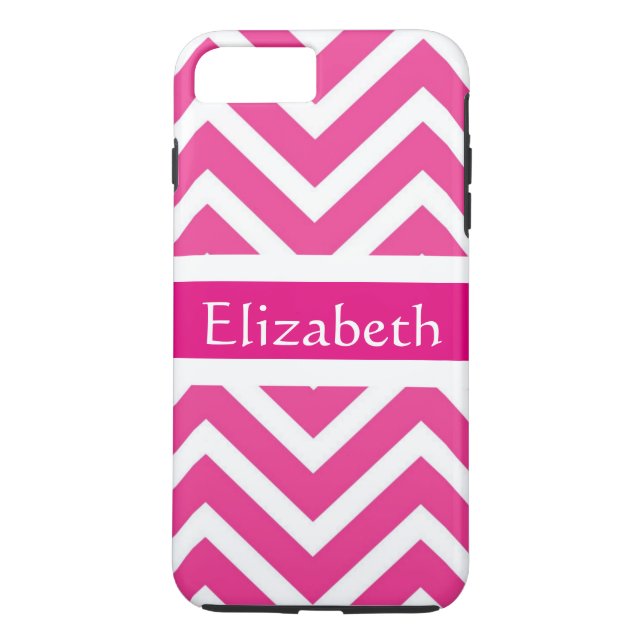 Personalized Zigzag Chevron Pattern Pink & White Case-Mate iPhone Case (Back)