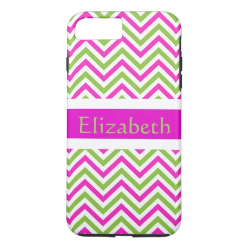 Personalized Zigzag Chevron Pattern Pink  White iPhone 8 Plus7 Plus Case