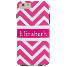 Personalized Zigzag Chevron Pattern Pink &amp; White Tough iPhone 6 Plus Case