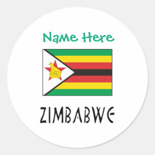 Personalized Zimbabwe Flag Name Classic Round Sticker