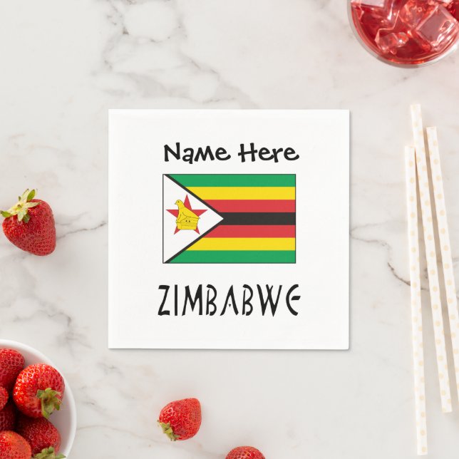 Personalized Zimbabwe Flag Napkins (Insitu)