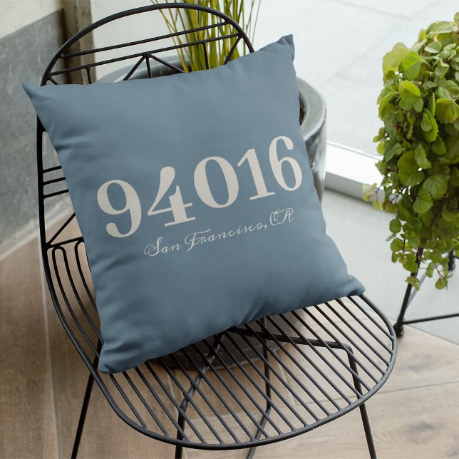 Personalized Zip Code and Town New House Gift Throw Pillow (Creator Uploaded)