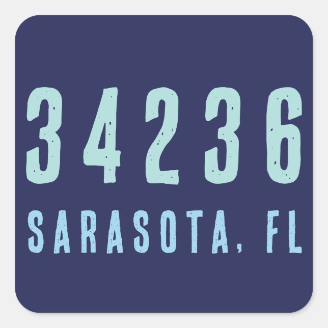 Personalized Zip Code, City, State | Navy Blue Square Sticker (Front)