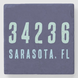 Personalized Zip Code, City, State | Navy Blue Stone Coaster