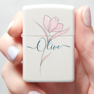 Personalized Zippo Lighter with Floral Watercolor