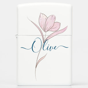 Personalized Zippo Lighter with Floral Watercolor