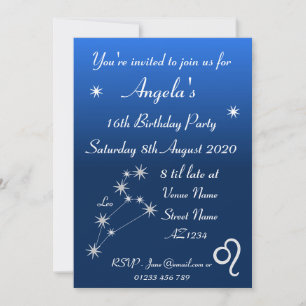 Personalized Zodiac Leo Galaxy Party Invitation