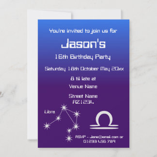 Personalized Zodiac Libra Galaxy Party Invitation
