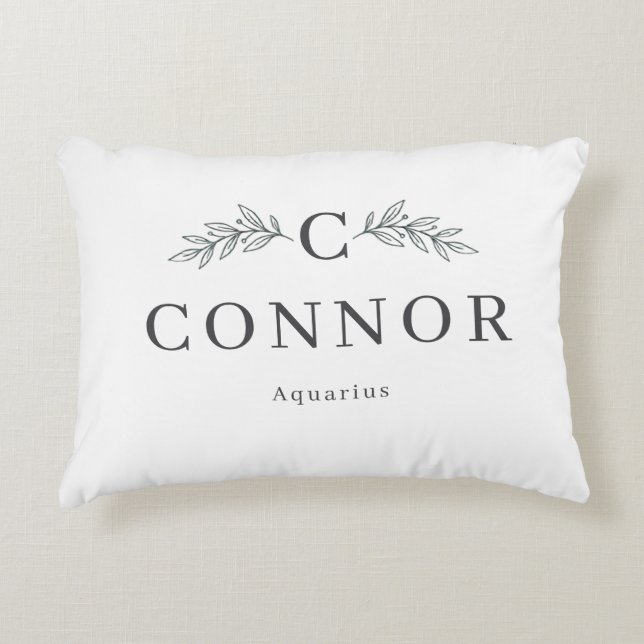 Personalized Zodiac Monogram Accent Pillow (Front)