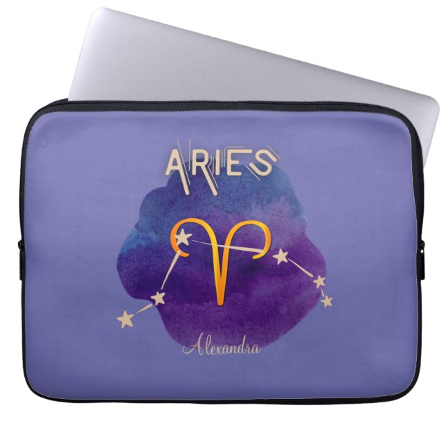 Personalized Zodiac Sign Aries Constellation Laptop Sleeve (Front)