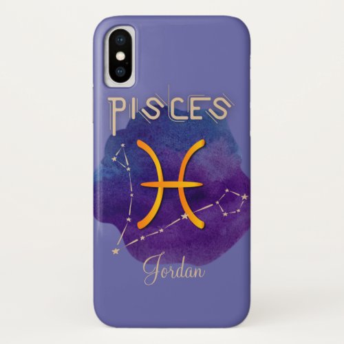 Personalized Zodiac Sign Pisces Constellation iPhone X Case