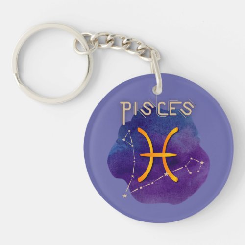 Personalized Zodiac Sign Pisces Constellation Keychain