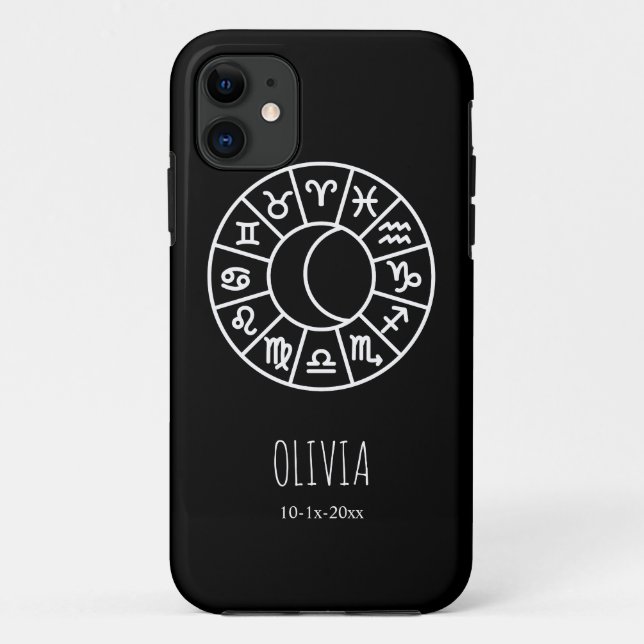 Personalized Zodiac Wheel Moon Phase Astrology  Case-Mate iPhone Case (Back)