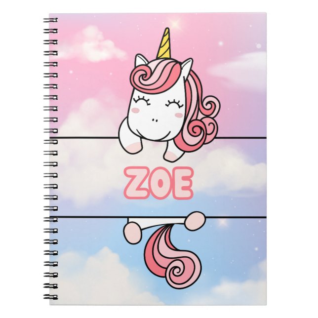Personalized Zoe Unicorn Girlie Notebook (Front)