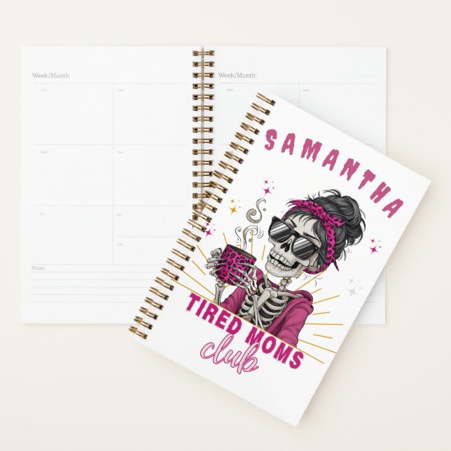 Personalized Zombie Coffee Tired Moms Club Quirky Planner (Display)