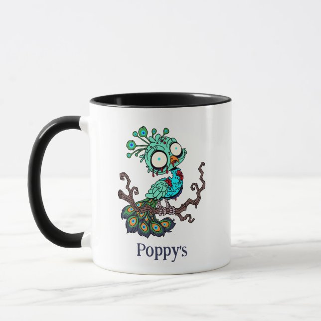 Personalized Zombie Peacock Mug (Left)