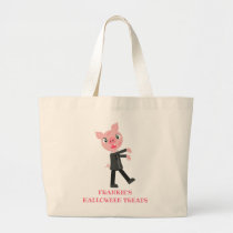 Personalized Zombie Pig Halloween Costume Kids Large Tote Bag