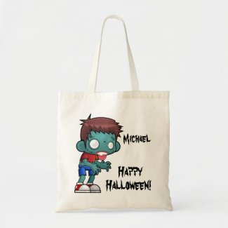 Personalized Zombie Trick or Treat Tote Bag