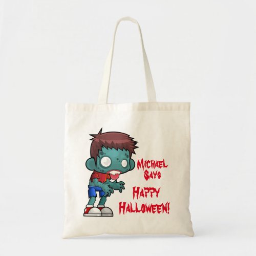 Personalized Zombie Trick or Treat Tote Bag