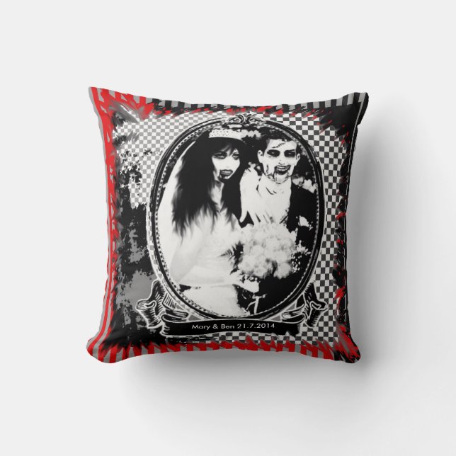 Personalized ZOMBIE wedding bride groom Throw Pillow (Front)