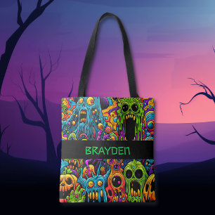 Personalized Zombies Halloween Trick or Treat Tote Bag