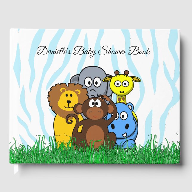 Personalized Zoo Animals Baby Shower Book (Front)
