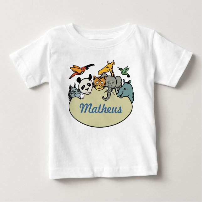 personalized zoo family animals baby T-Shirt (Front)