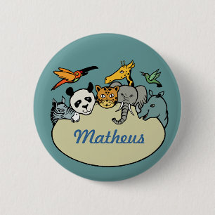 personalized zoo family animals button