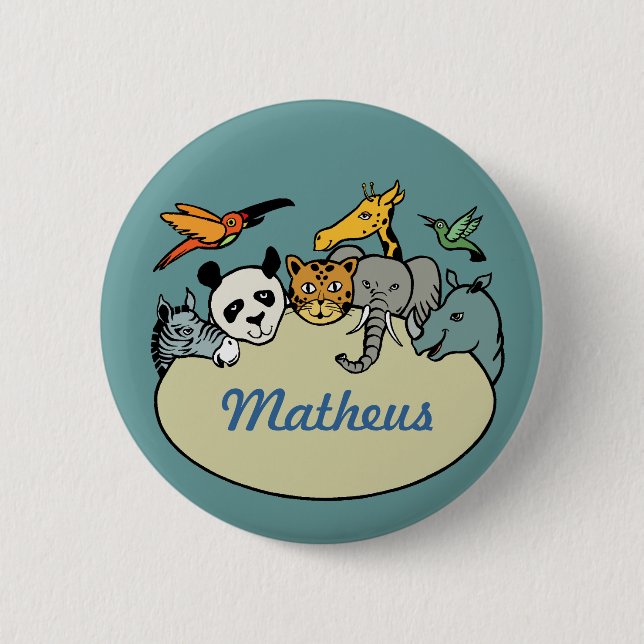 personalized zoo family animals button (Front)