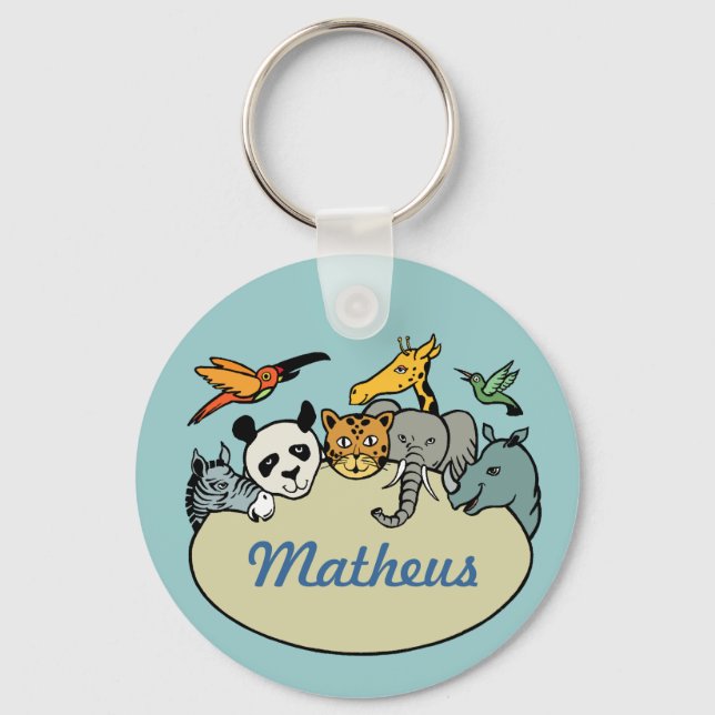 personalized zoo family animals keychain (Front)