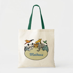 personalized zoo family animals tote bag