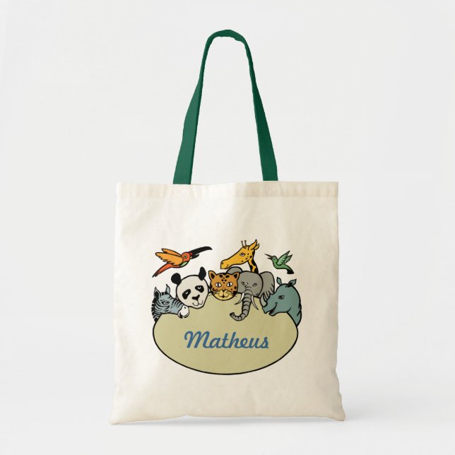 personalized zoo family animals tote bag (Front)