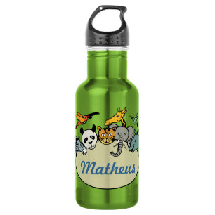 personalized zoo family animals water bottle