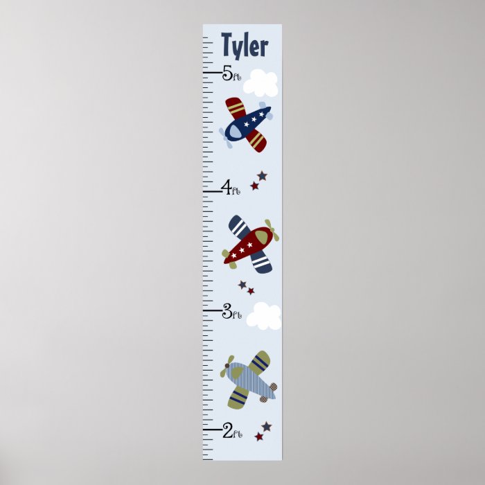 Personalized Zoom Along Airplanes Growth Chart Print