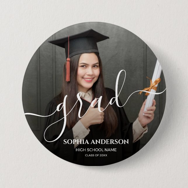 personalizedGraduate Simple Modern Script Classic  Button (Front)