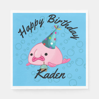 PersonalizedParty on Birthday Blobfish Paper Plate Napkins