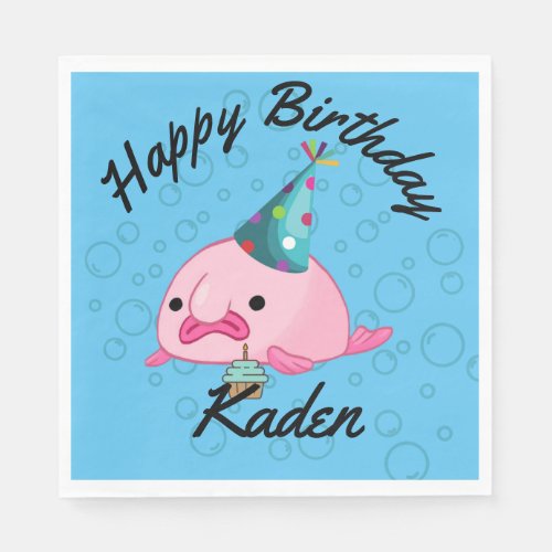 PersonalizedParty on Birthday Blobfish Paper Plate Napkins