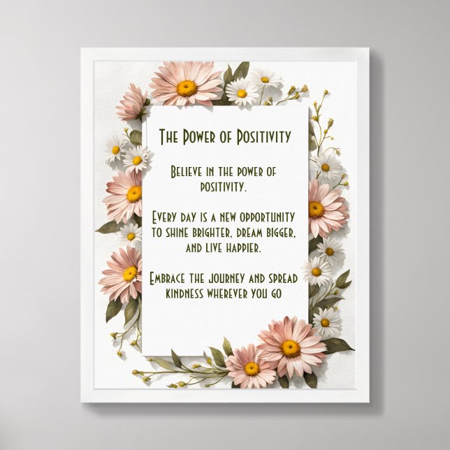 PersonalizedTraditional Floral Positivity Poster (Framed Front)