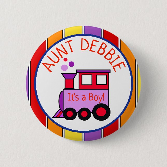 PersonalizedTrain Baby Shower Auntie to Be Button (Front)