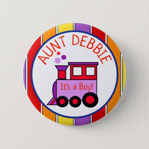 PersonalizedTrain Baby Shower Auntie to Be Button