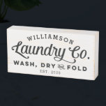 PersonalizedVintage  Laundry Wash Dry Fold Wooden Box Sign<br><div class="desc">Place this charming and cheeky personalized wooden block sign on a shelf in your laundry room and bring a little bit of that vintage farmhouse vibe to your home decor. Use the customize options to create a truly one of a kind for yourself by changing fonts and the background color....</div>