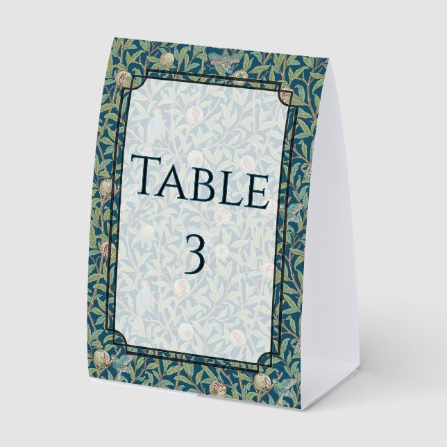PersonalizedWilliam Morris "Bird and Pomegranate"  Paper Table Tent (Front)