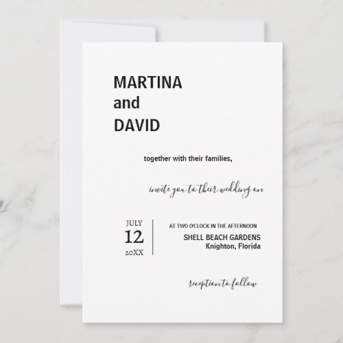 Personalizeed BW Minimalist Wedding Invitation