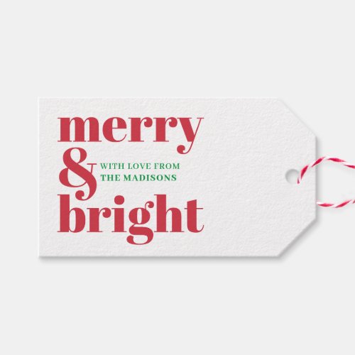 Personalizeed Merry and Bright Year RedGreen  Gift Tags