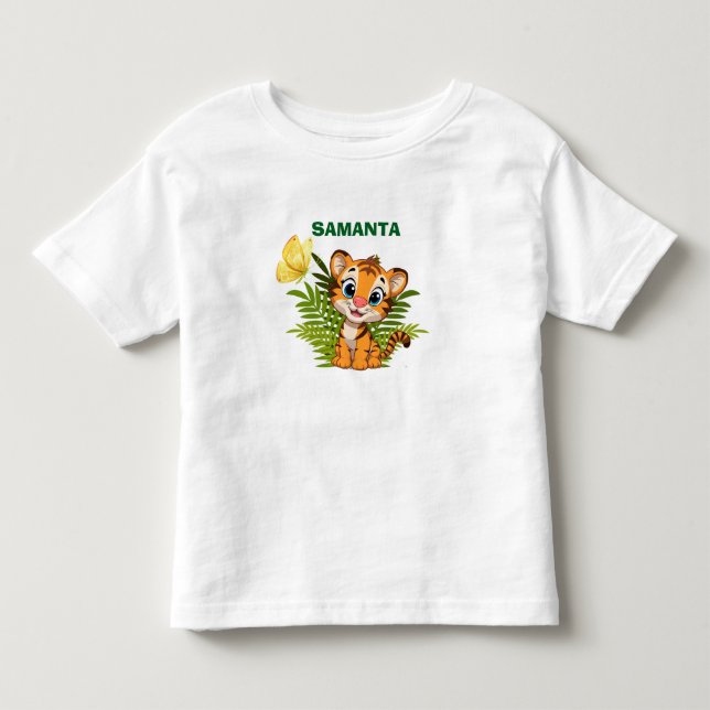  PersonalizeLittle Tiger & Butterfly Toddler T-Shi T-shirt (Front)